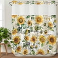 thumbnail image 3 of Farmhouse Sunflower No Hook Shower Curtain Waterproof, Bathroom Curtains with Snap in Liners and See Through Top Window, Vintage Summer Botanical Hotel Style Bathtub Curtains Shower 66"Wx72"L, 3 of 8