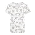 thumbnail image 1 of Hauts d'Été Grande Taille pour Femmes Manches Courtes Hauts à Manches Courtes Col en V Uniforme de Travail Imprimé de Pâques avec Poche Blouse Col en V T-Shirt Femmes en Solde, 1 of 4