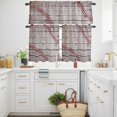 thumbnail image 3 of Retro American Baseball Kitchen Curtains Valances and Tiers Set of 3 Sport Vintage Wood Grain Tier Curtains and Valance with Rod Pocket for Small Windows, 27.5"x36", 3 of 9