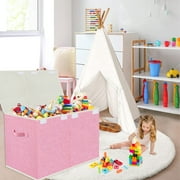 Homyfort Large Toy Box for Girls,Toy Chest for Kids -Collapsible Toy Storage Organizer with Lid Toy Bin Storage Organizer for Nursery, Playroom, Bedroom , Closet, Living Room, Kindergarten (Pink)