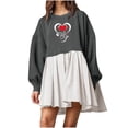 thumbnail image 2 of Jinhomg Spring Dress for Women Casual Comfy Love Heart Graphic Midi Dress Fashion Patchwork Long Sleeve Sweatshirt Dress Daily Wear 2025 Saving Gray M, 2 of 3