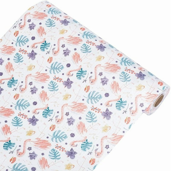 Plastic Drawer Liners Shelf Cabinet Closet Cupboard Mat Roll Non-Adhesive Waterproof Non-Slip Shelf Liner Refrigerator Kitchen Protector Lining for Pantry Dresser Home Flamingo 30x300cm Multi-color