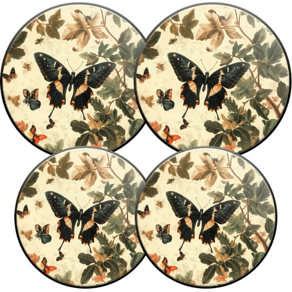 Electric Stove Burner Covers,4 Pcs Round Gas Burner Cover,8 and 10 Inch,Butterfly Shadows among Leaves