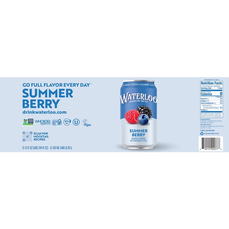 Waterloo Summer Berry Sparkling Water, 12 fl oz, 12 Pack photo 5