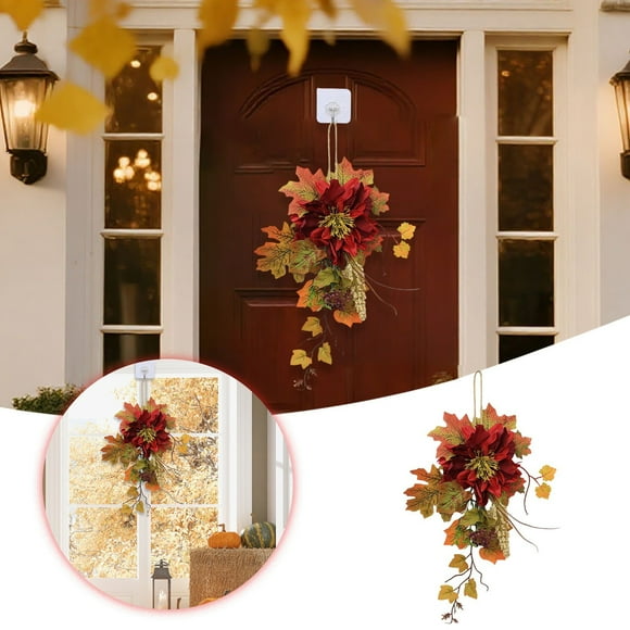 Hearth & Gear Thanksgiving Mini Wall Hanging Holiday Autumn Maple Leaf Upside Down Flowers Carnations Fresh Flowers Hanging Flowers Outdoor Christmas Flowers Decorations Small Sunflowers Flowers