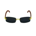 thumbnail image 2 of Slim Rimless Rectangular Sunglasses with Metal Wood Print Frame Luxe Dean, 2 of 4