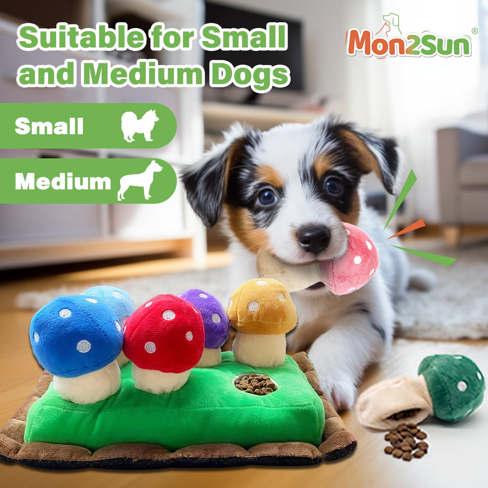 Hide and Seek Dog Toy, Squeaky Interactive Puzzle Toys for Small and Medium Dogs - Mushrooms