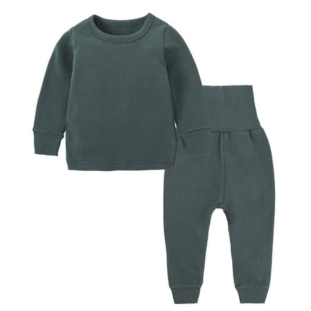 

UACY Toddler Kids Baby Boy Girl Clothes Unisex Solid Sweatsuit Long Sleeve Warm Pullover Tops Hight Waist Pants Set Fall Winter Pajamas Outfits