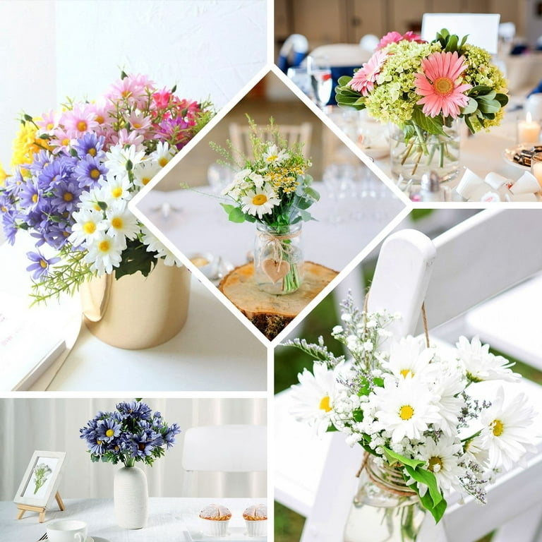 Artificial Daisy Blue Flowerss 7 Forks Plastic Blue Purple Yellow Fake  Daisy Blue Flowers Wedding Home Office Decor From Esw_house, $0.72