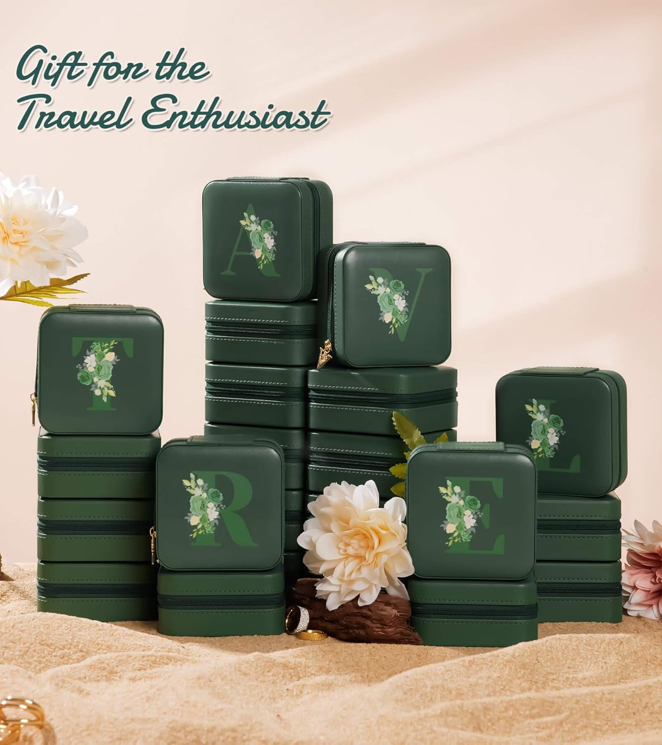 Travel Jewelry Box For Gift: Traveling Jewelry Case For Girls Women - Mini Organizer For Necklaces Earrings Green H[Z1]