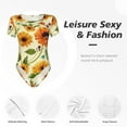 thumbnail image 6 of Daiia Sunflowers And Butterflies print Women's Crew Neck Short Sleeve Bodysuit Fashion Tops Fit Casual Basic Extender Bodysuit-XX-Large, 6 of 9