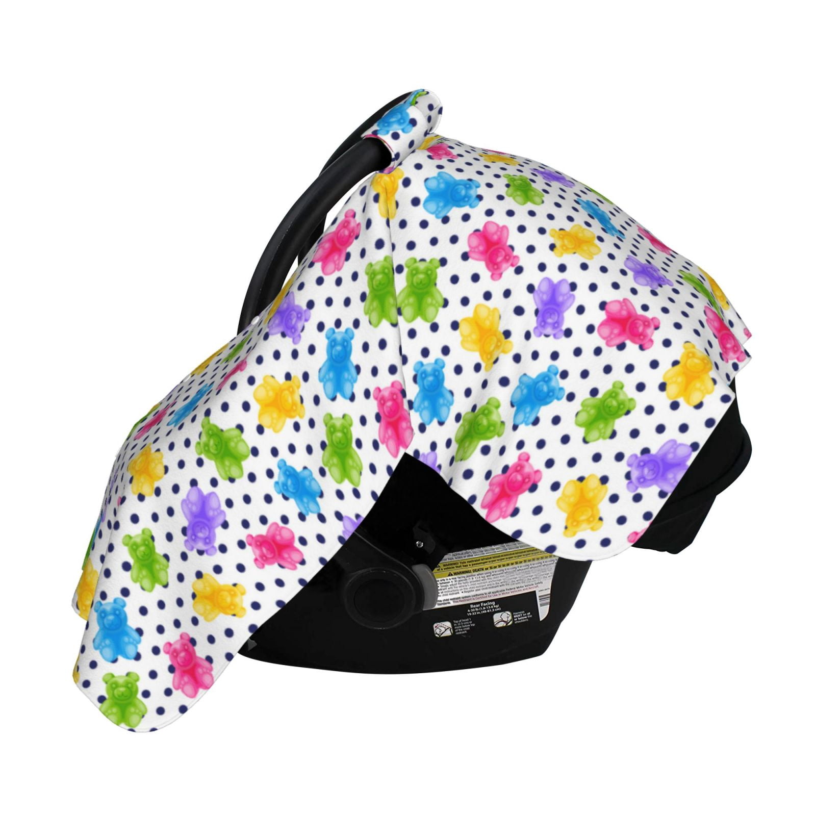 Naloa Bear And Polka Dot Baby Car Seat Cover, Breathable Baby Carrier Cover, Multiuse Baby Carrier Cover & Nursing Breastfeeding Cover