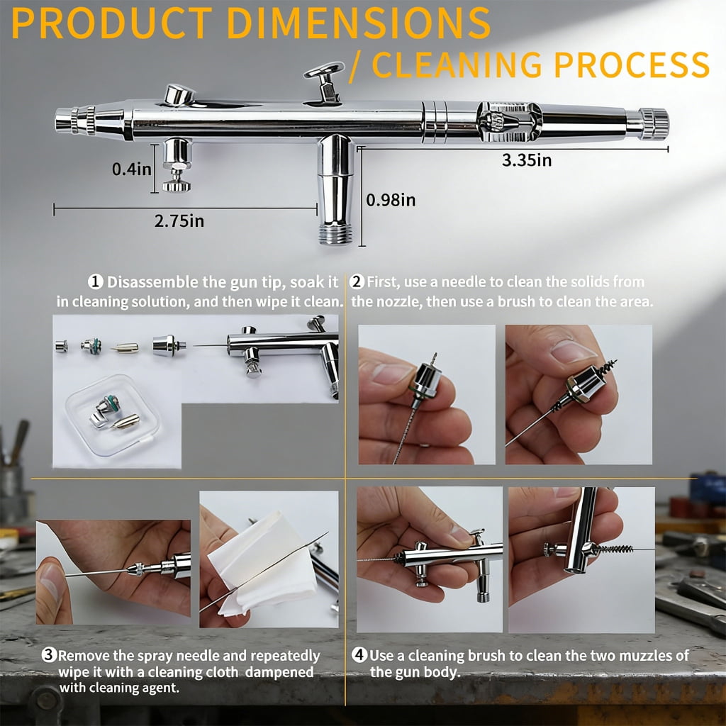 Advanced Heavy Duty Metal Airbrush Pen With Double Tip Size And Complete Accessories Set Suitable For DIY Craft Projects