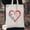 Black, variant on Love Heart Tote Bag, Love Tote Bag, Gift For Her, Valentines Day Tote, Valentines Heart Ba
