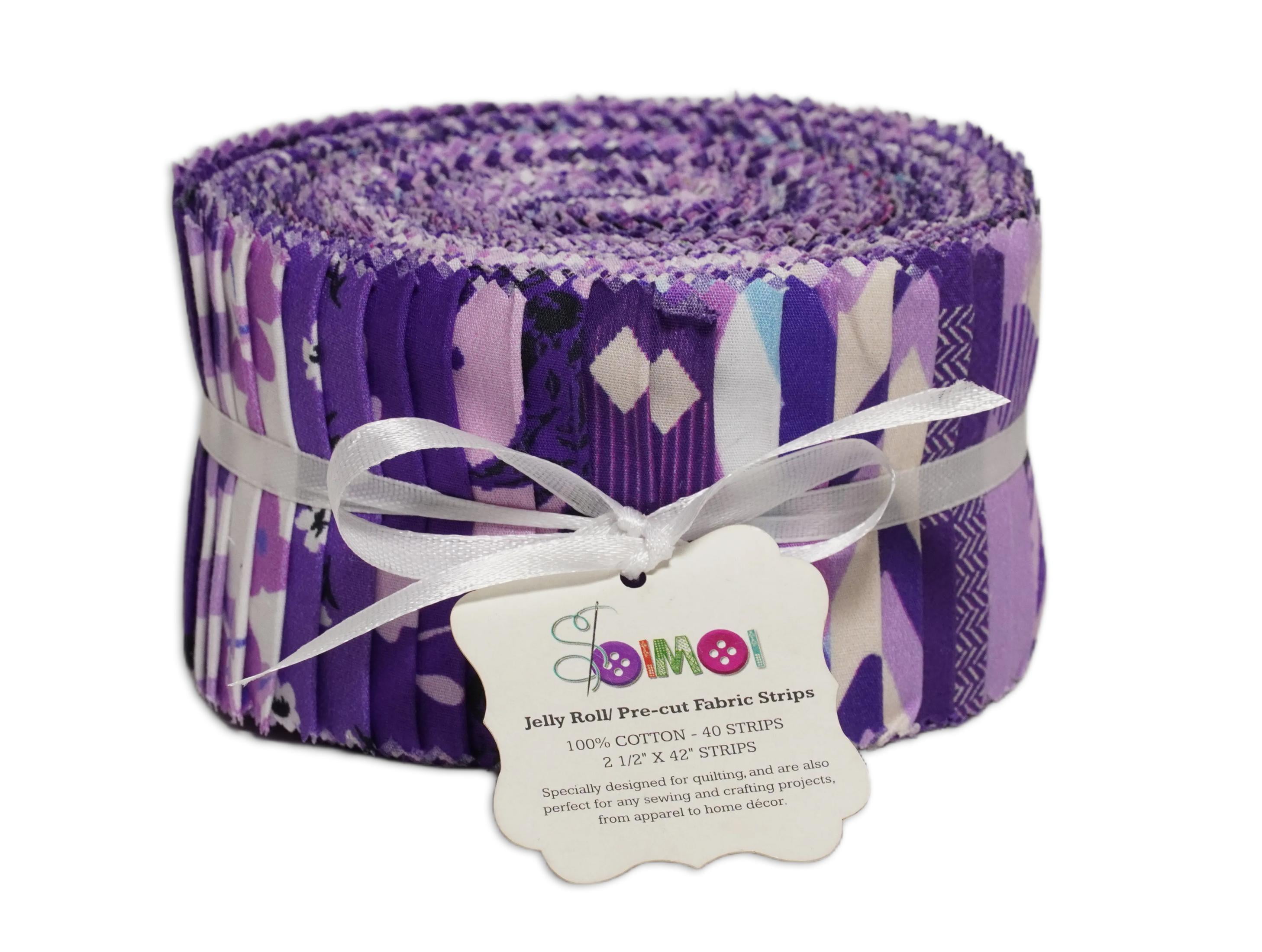 Soimoi 40Pcs Geometric & Floral Print Cotton Precut Fabrics for Quilting Craft Strips 2.5 x 42 inches Jelly Roll