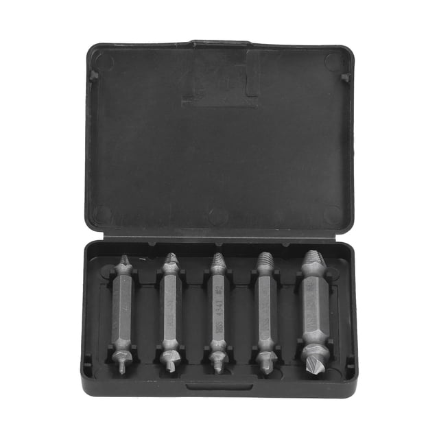 Kit de herramientas extractoras de pernos de Metal de doble cabezal, removedor de tornillos sin cabeza, 5 uds., con caja de plástico
