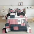 thumbnail image 2 of Erosebridal Black White Grey Pink King Bedding Set Geometric Square Comforter Set Teen Women Bluish Gray Geometry Grid Down Comforter Modern Abstract Lines Quilt Duvet 2 Pillow Cases, 2 of 6