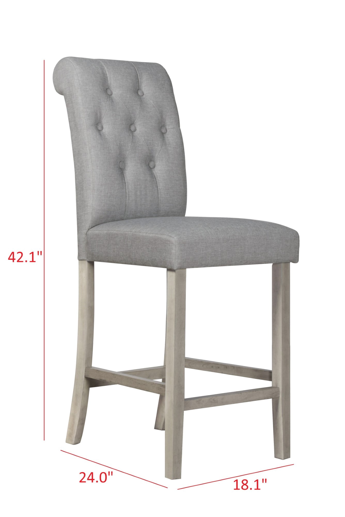 Home Design Dothan Counter Height Dining Chair with Padded Seat, Slat-Back Design, Sturdy Frame, Modern Style, Durable Construction, Gray/Antique Gray