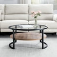 thumbnail image 6 of Evelyn&Zoe Winston 34.75" Wide Round Coffee Table, Blackened Bronze/Rustic Oak, 6 of 7