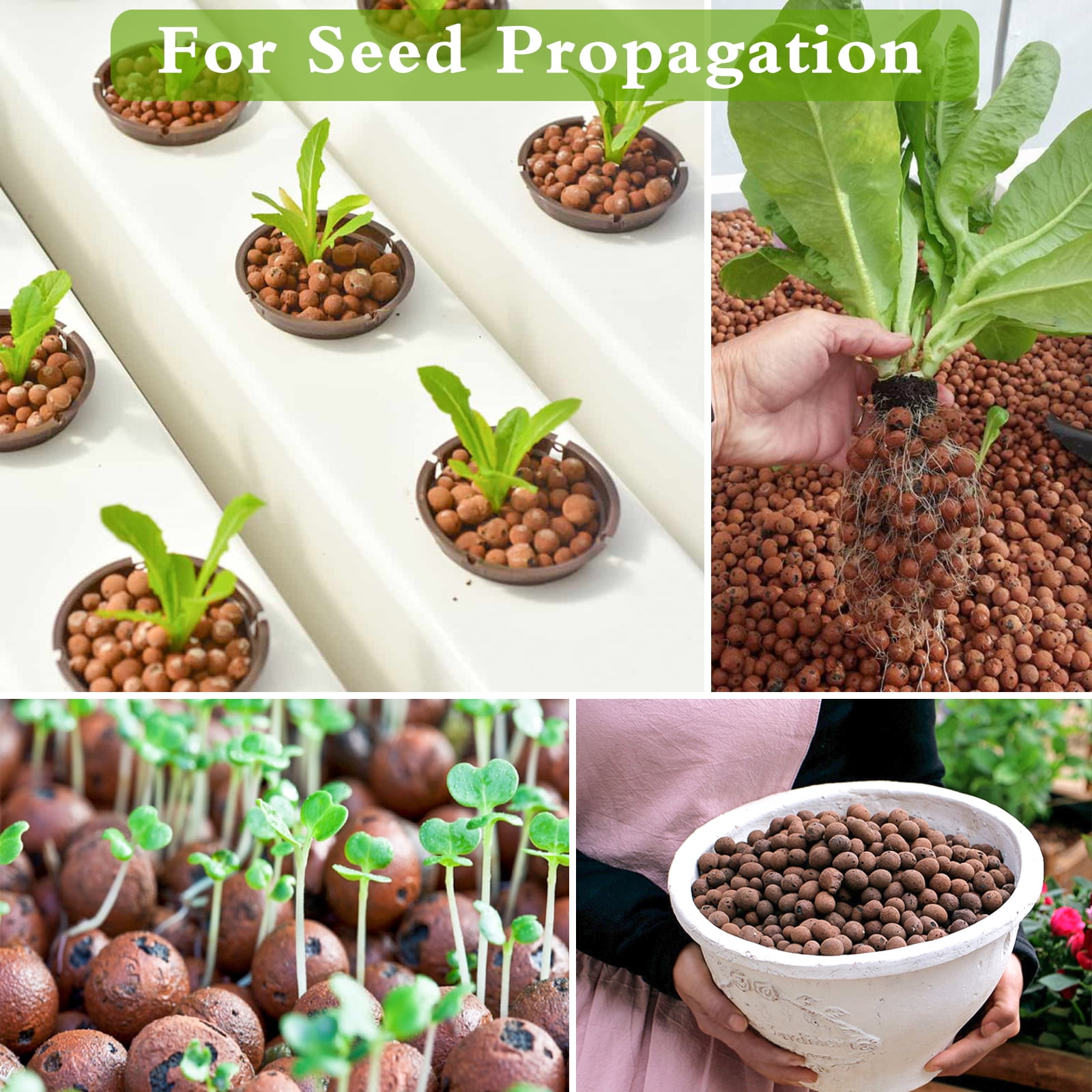 Halatool 10 LB Natural Expanded Clay Pebbles for Plants 4mm-16mm Clay Balls 100% Organic Hydroton Leca Balls for Indoor Plants Hydroponic Growing Gardening Orchids Drainage Decoration Aquaponics