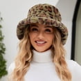 thumbnail image 2 of Yuanlong Womens Bucket Hat Fuzzy Leopard Print Plush Warm Winter Hat Wide Brim Windproof Retro Stylish Streetwear Headwear, 2 of 6
