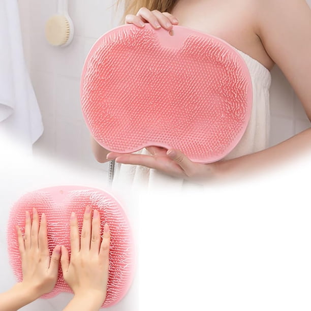 Frotador de pies y espalda para ducha, almohadilla de masaje montada en la pared, cepillo de cojín de masaje de baño de silicona con ventosas para depurador corporal