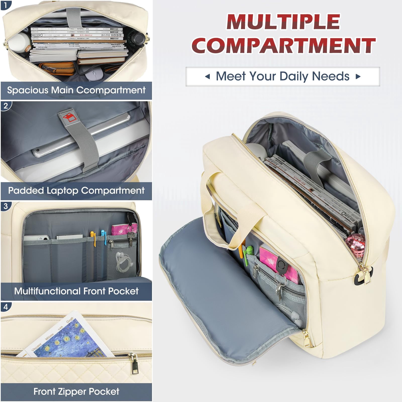 Laptop Bag 17.3 Inch Laptop Briefcase for Women Men Messenger Bag Waterproof Shoulder Large Computer Bag for Business Office Work College,Black