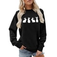 thumbnail image 3 of Easter Bunny Print Women's Sweatshirt Long Sleeve Crewneck Relax Fit Spring Fashion Pullover Sweater Fall Tops, 3 of 5