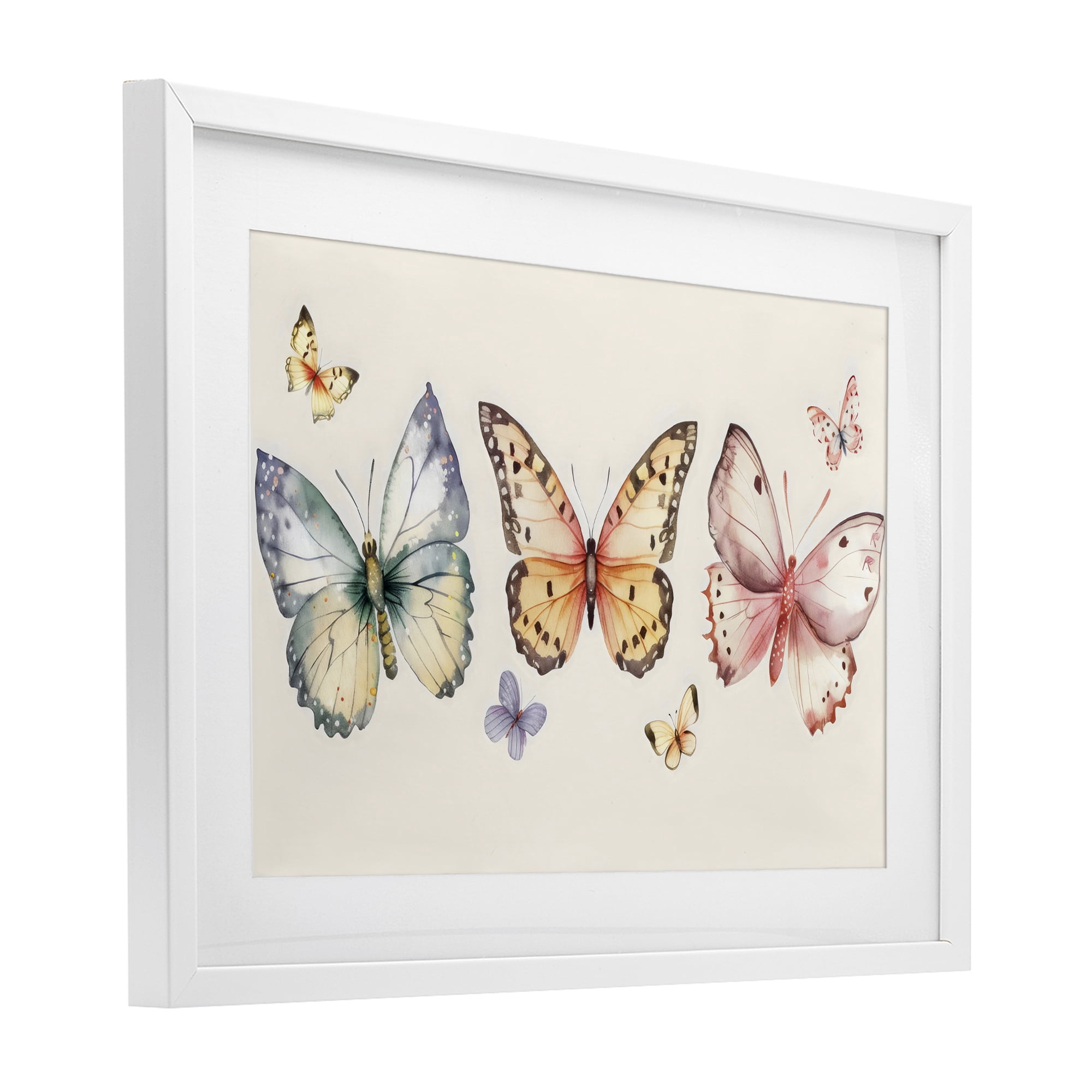 Stupell Industries Graceful Butterfly Trio White Framed Print Under Glass, design by Creative Studio