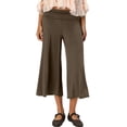 thumbnail image 7 of UDAUDU Women's Fold Over Capri Pants Low Rise Cropped Wide Leg Capri Pants Summer Beach Yoga Gaucho Streetwear Pants Bottoms Coffee 3XL, 7 of 7