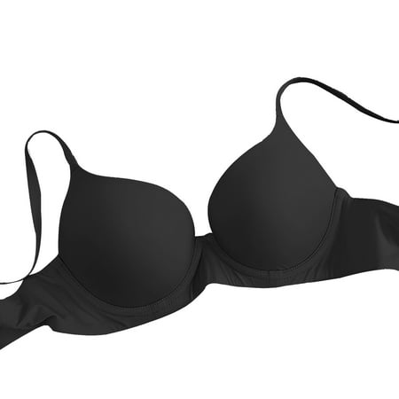 

CLZOUD Womens Bras Comfortable Smooth Large Cup Seamless Bra Solid Color Traceless Bra Black 75B