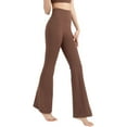 thumbnail image 1 of Pantalones de yoga acampanados para mujer, pantalones de cintura alta con realce de glúteos y pierna ancha, pantalones deportivos micro La Fitness - Brown620, 1 of 5