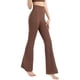 thumbnail image 1 of Pantalones de yoga acampanados para mujer, pantalones de cintura alta con realce de glúteos y pierna ancha, pantalones deportivos micro La Fitness - Brown622, 1 of 5