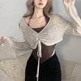 thumbnail image 4 of Hot Girl Style Halter Neck Vest With Drawstring Slim T-shirt Two-piece Set, 4 of 7