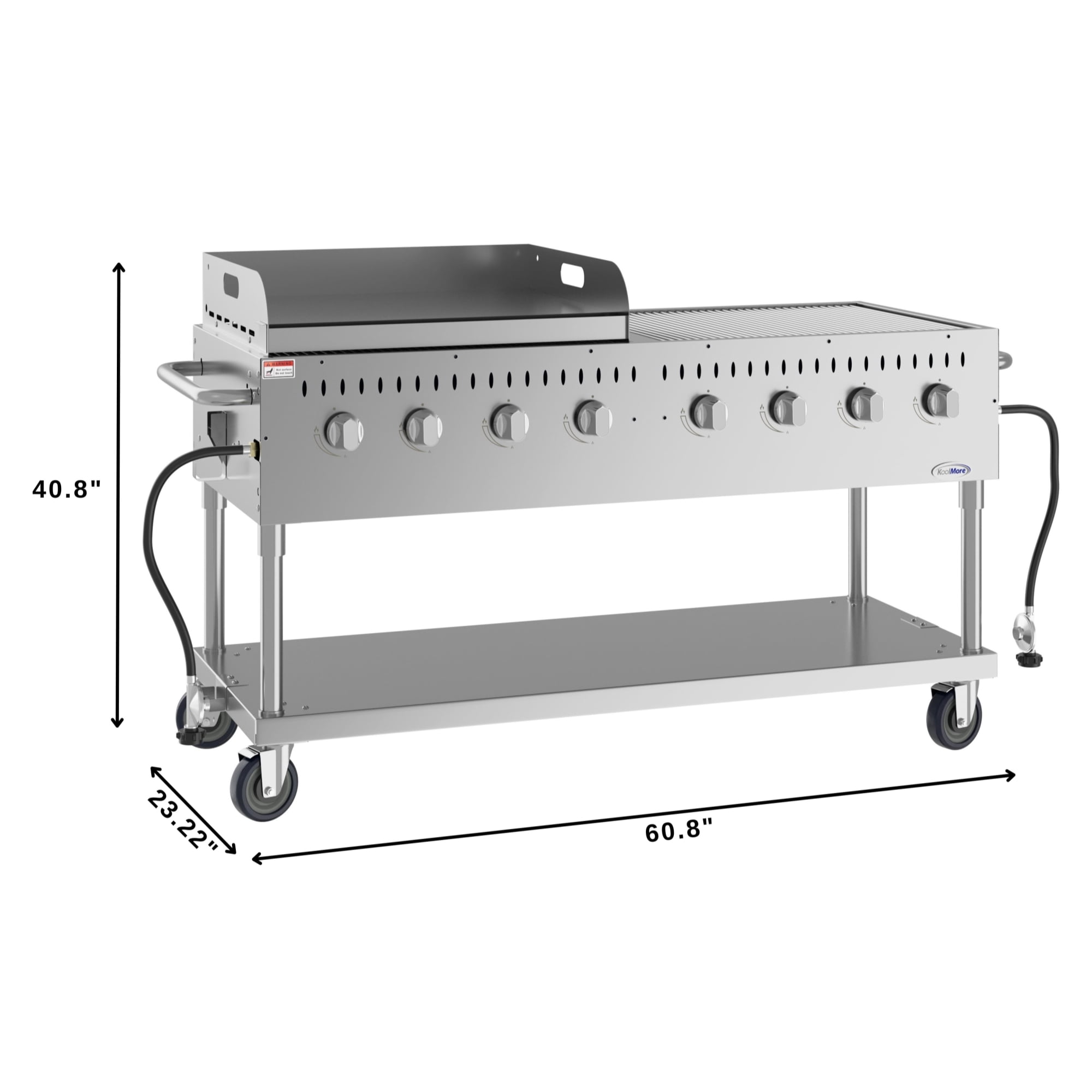 60 in. 8-Burner Commercial Outdoor Propane Gas Grill with 30 in. Griddle in Stainless-Steel, ETL Listed (CGKIT6-G30)