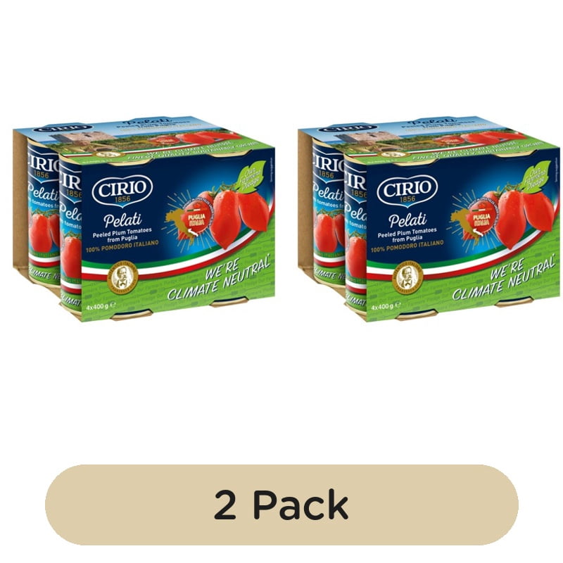 Cirio Peeled Plum Tomatoes 4 x 400g, British Import (Pack of 2)