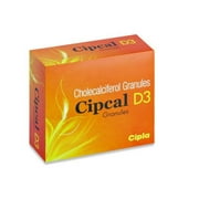 Cipla Cipcal Vitamin D3 Granules for Bone, Joint and Muscle Care 1 gm Granules Pack of 10( 1 GM X 10 )