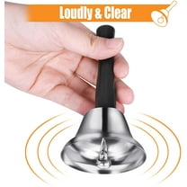 COCEQUC Loudly & Clear Hand Bell Silver with Black Wooden Handle Craft Bells