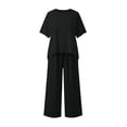thumbnail image 6 of jobturf Summer Two Piece Sets for Women Going Out Linen Lounge Set Short Sleeve T Shirts and Wide Leg Pants Matching Vacation Outfits S-XXL, 6 of 9