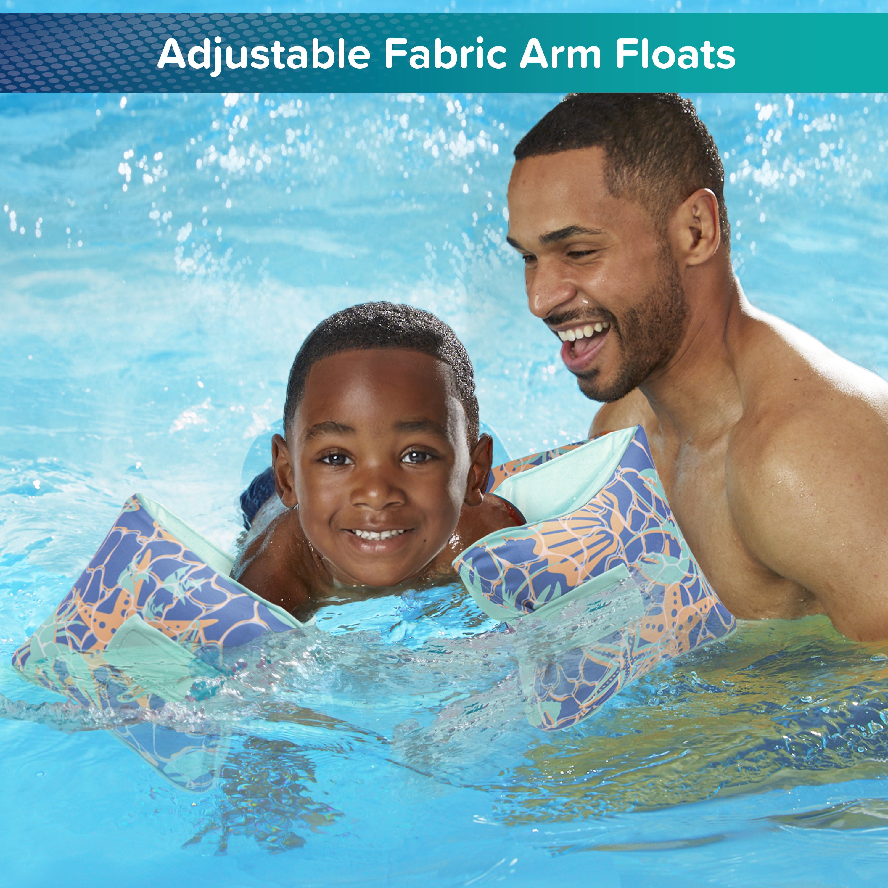 SwimSchool Adjustable Fabric Arm Pool Floats for Children 50-80 lb, Unisex, Multi-Color