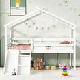 thumbnail image 2 of Bellemave Twin Size Low Loft House Bed Frame with Slide and LadderHouse Bed With Roof and Guardrails Junior Loft Bed Solid Wood Bed, No Box Spring Needed, White, 2 of 10