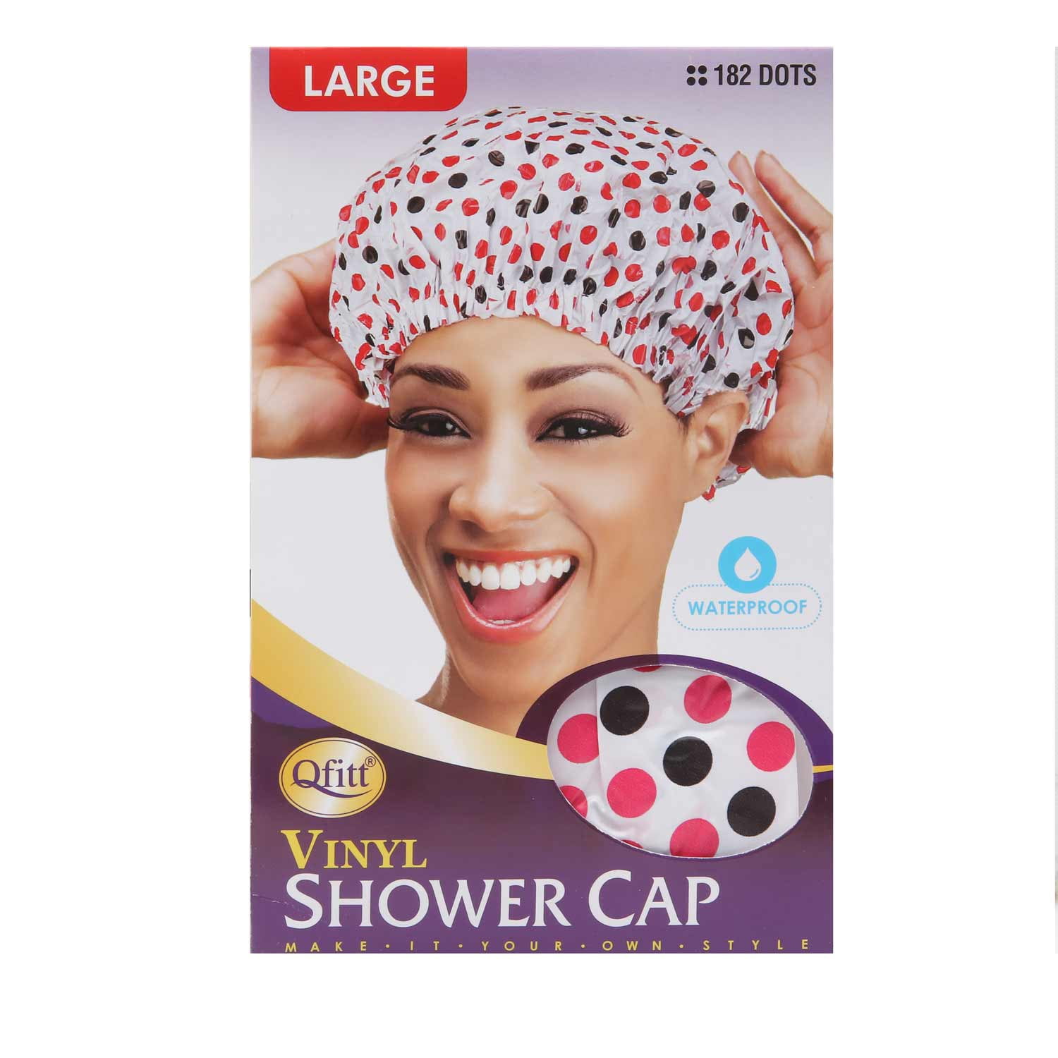 Qfitt Large Vinyl Shower Cap Dots Design