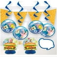 thumbnail image 2 of SpongeBob Squarepants Birthday Party Supplies Decoration Bundle Pack includes 7pc Decoration Kit with Table Decorations, Hanging Decorations, Flag , 1 Plastic Table Cover, 1 Dinosasur Sticker Sheet, 2 of 4