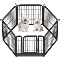 Alden Design 25″ Tall 6 Panels Metal Dog Playpen Fence for Outdoor Indoor, Black