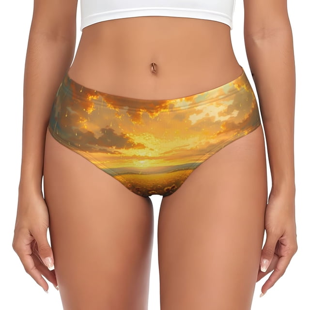 Fotbe Sunflower Sunset Rainfall Calzones Estampados para Mujer – Ropa Interior de Algodón, Cómoda, Suave y Elástica-XX-Large