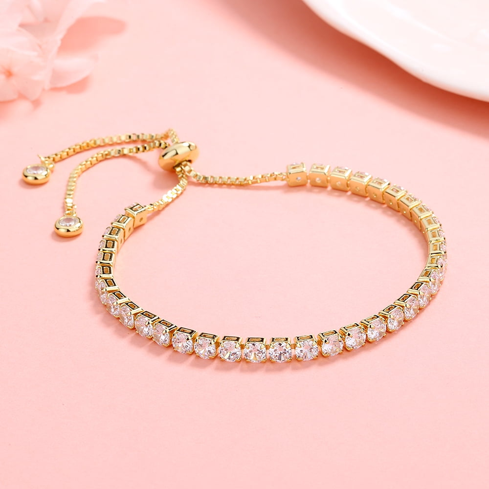 Amy & Annette 14K Gold Tennis Bracelet with Crystals photo 4