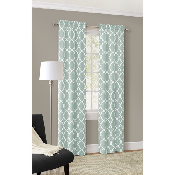 Mainstays Calix Fashion Rod Pocket Window Curtain Panel, Set of 2, Blue