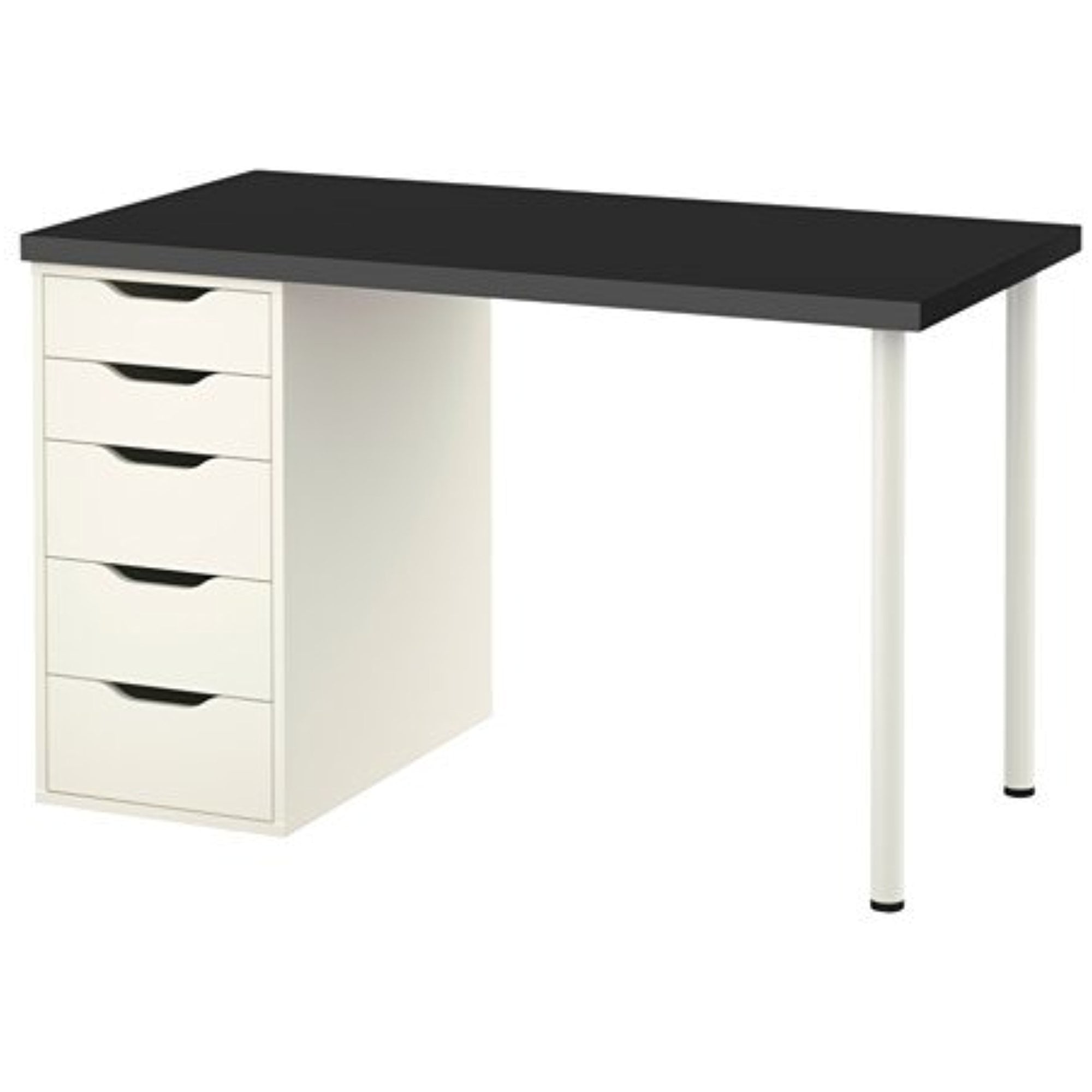 Ikea Computer Table with drawers, blackbrown, white 47 1/4x23 5/8