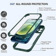 thumbnail image 2 of Compatible with iPhone 12 Case Full Body Clear Design with Built-in Screen Protector Shockproof Anti-Scratch Rugged Phone Case 360 Protective Cover for iPhone 12 6.1 inch, Green, 2 of 16