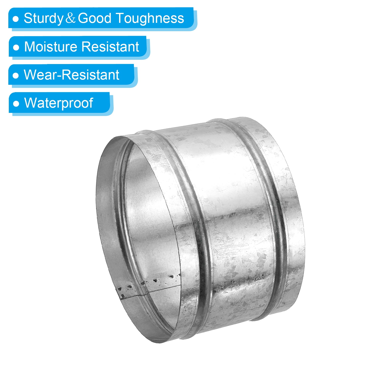 Uxcell 6.3" Duct Connector, 1 Set Galvanized Iron Duct Coupling Vent Coupler Dryer Pipe Coupling Hose Extension Connector with Duct Clamps for HVAC Exhaust Fan Vent Systems, 4" Long